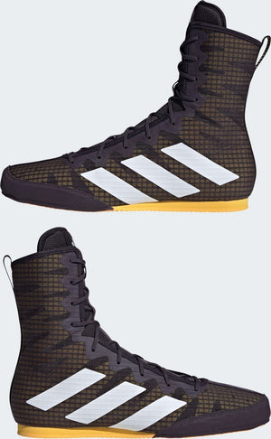 Die lila adidas Boxschuhe kombinieren klassisches Box-Design mit modernen Materialien. Perfekt für den Wettkampf oder das tägliche Training im Boxstudio geeignet.