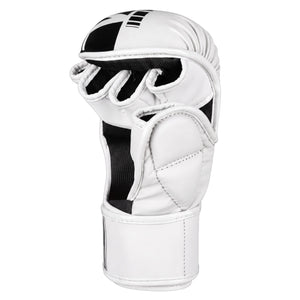Die weißen Phantom Athletics APEX MMA Sparring Handschuhe kombinieren starke High-Tech-Polsterung mit einer offenen Handfläche für optimale Bewegungsfreiheit. Dadurch eignen sie sich ideal für MMA, Grappling, Clinch, Takedowns und kontrolliertes Sparring.
