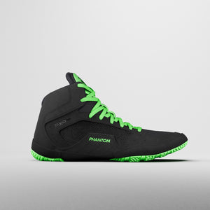 Phantom Athletics Ringerschuhe Tactic Schwarz-Neon-Grün, perfekt für Training und Wettkampf. Mit innovativer Sohlenkonstruktion und stylischen Details für maximale Performance und einen modernen Look.