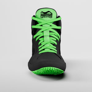 Tactic Schwarz-Neon-Grün Ringerschuhe von Phantom Athletics, die perfekte Wahl für Kampfsportarten. Diese Schuhe bieten Stabilität, Komfort und ein dynamisches Design für anspruchsvolle Sportler.