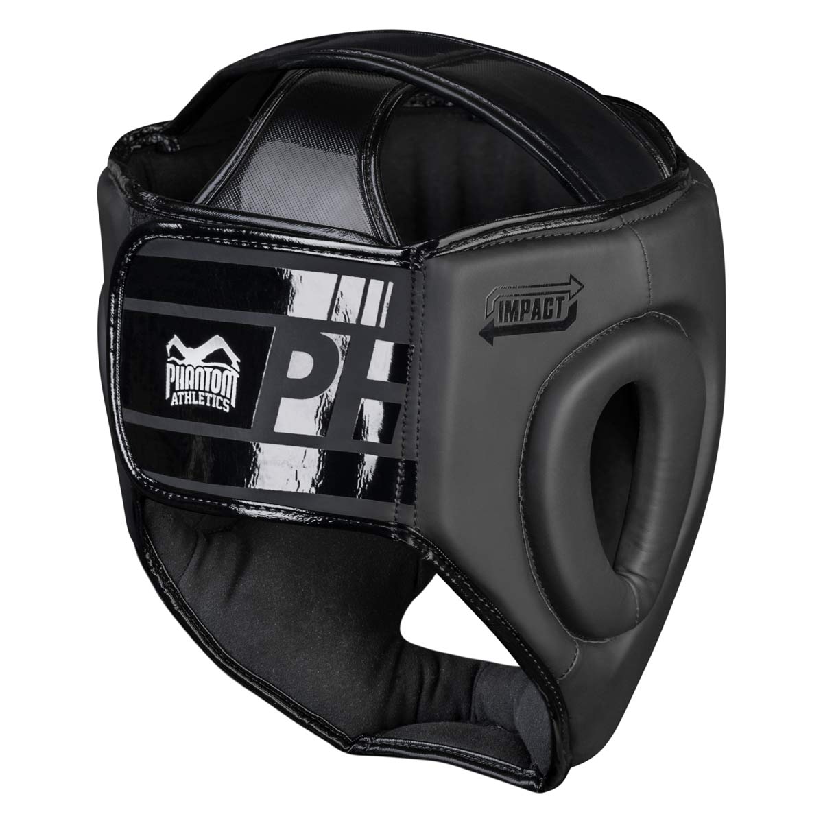 Der Phantom APEX Full Face Kopfschutz in der Rückansicht, mit großem Klettverschluss für optimalen Halt.