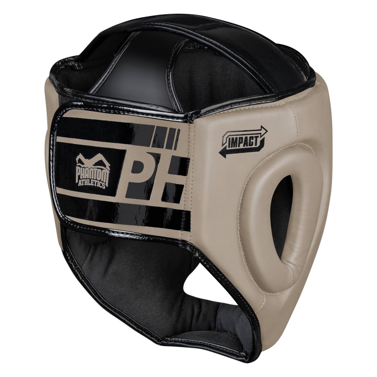 Der Phantom APEX Full Face Kopfschutz in der Farbe Sand verfügt über einen breiten Klettverschluss an der Rückseite für besten Halt im Training