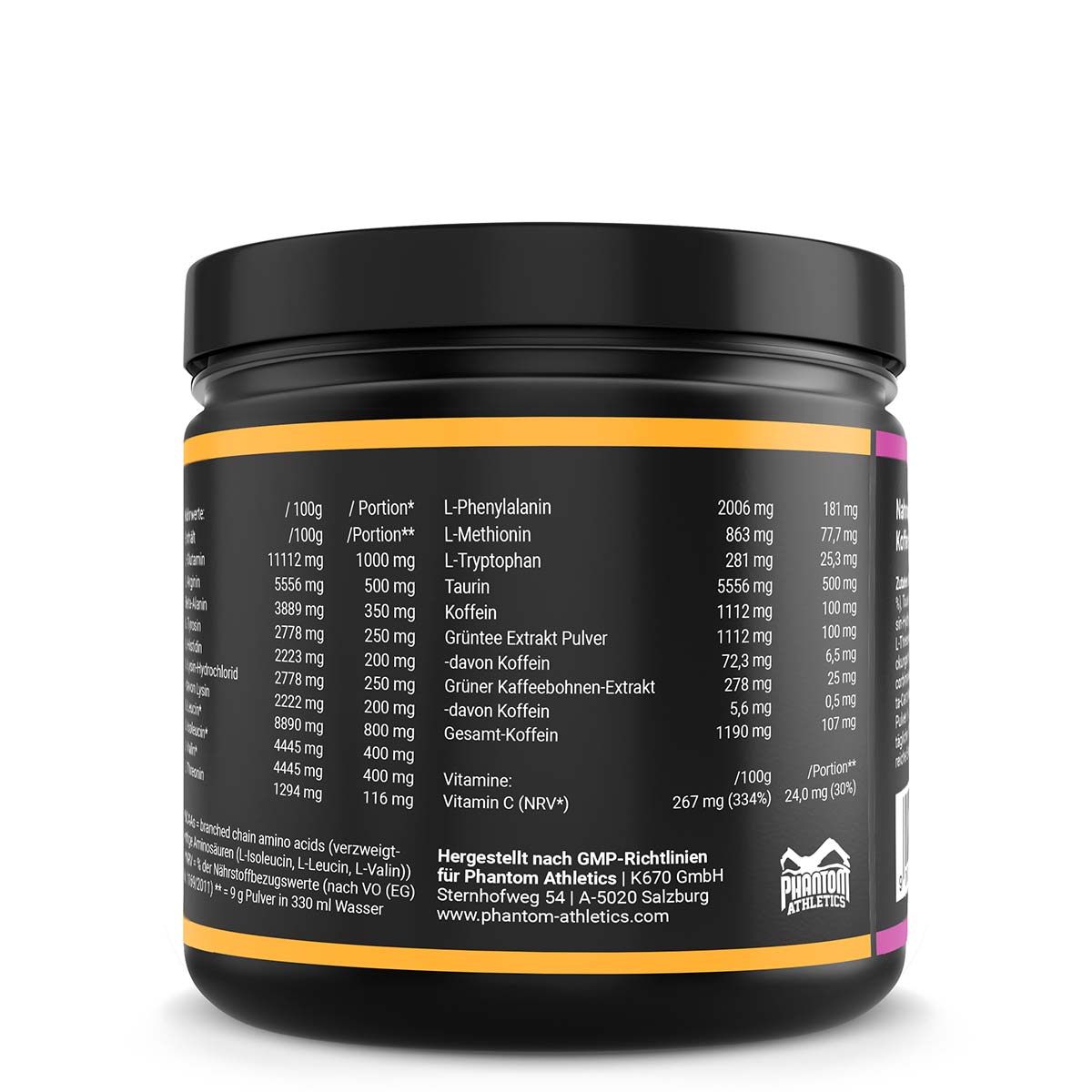 Phantom EAA - Essentielle Aminosäuren mit Ananas-Passionsfrucht  Geschmack. Für eine optimale Versorgung im Kampfsport mit hochwertigen Inhaltsstoffen.