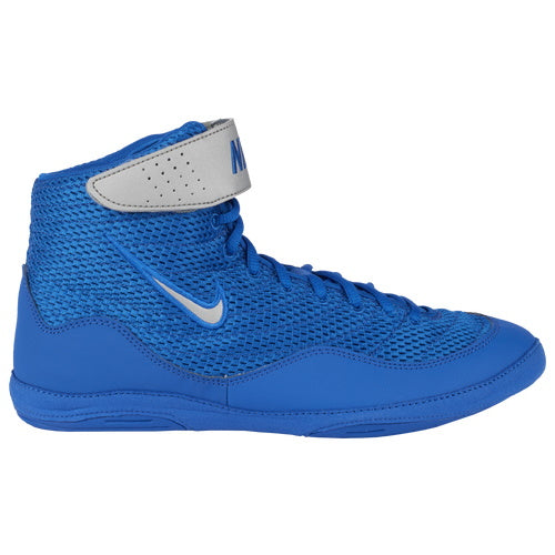 Chaussures de lutte Nike Inflic 3. La chaussure de lutte avancée pour les lutteurs débutants et avancés. Avec une traction élevée sur le tapis et du velcro supplémentaire sur la cheville. Nike a une grande qualité et un grand confort. Ici dans la couleur bleue.