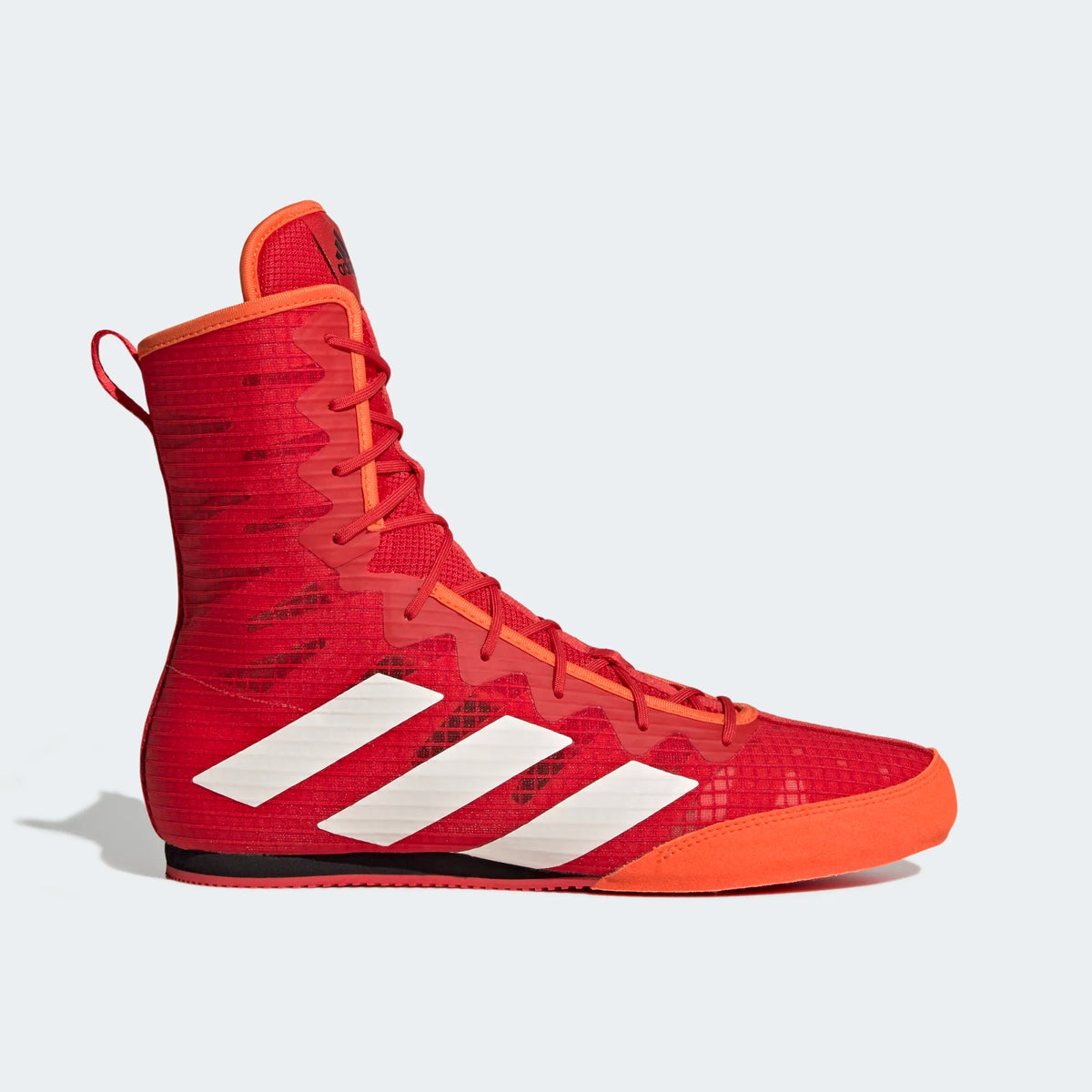 Adidas Box Hog 4 Rot – Leichter und atmungsaktiver Boxschuh für maximale Beweglichkeit im Ring. Entwickelt für Boxer, die Geschwindigkeit und Flexibilität benötigen.