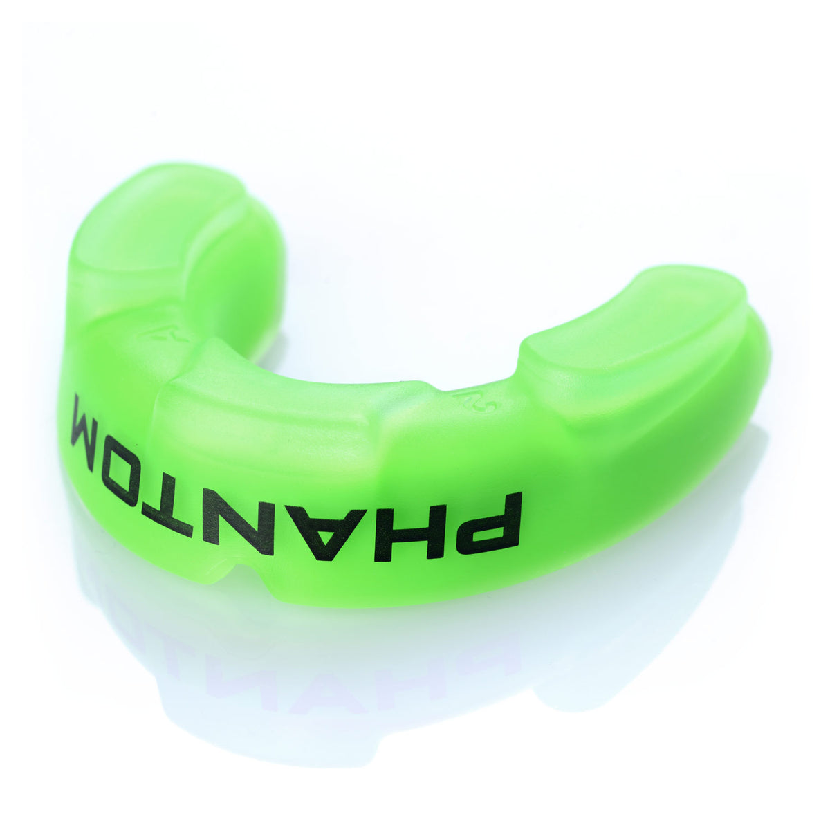 Phantom Impact Zahnschutz in Neon Grün für Kampfsport in der Unteransicht mit den Shock Pads für die Backenzähne