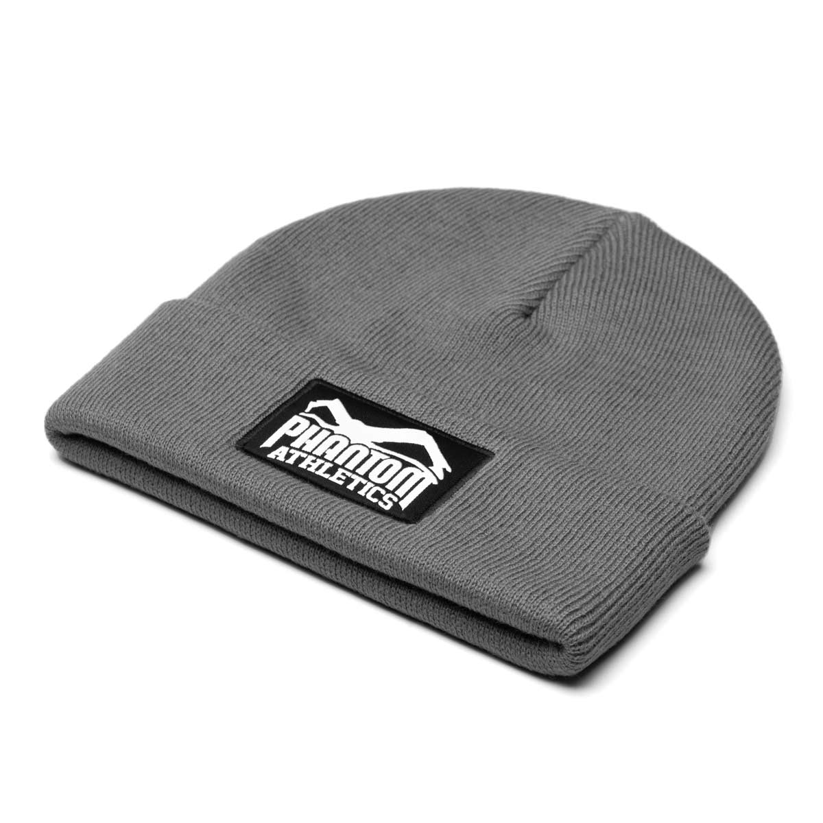 Phantom Athletics Beanie Team Grau – stylische Mütze mit breitem Umschlag und Logo-Patch für sportlichen Look.