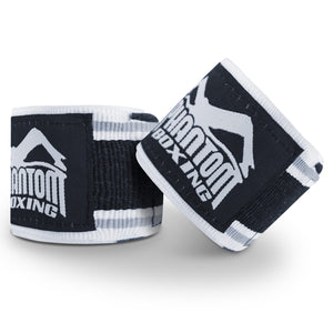 Phantom Boxbandagen für dein Kampfsporttraining.  Ideal für MMA, Muay Thai und Kickboxen. 450cm in den Farben Schwarz/Weiss.