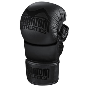 Schwarze Riot MMA Handschuhe von Phantom Athletics bieten optimalen Schutz und Bewegungsfreiheit für ambitionierte Kampfsportler im Training und Wettkampf.