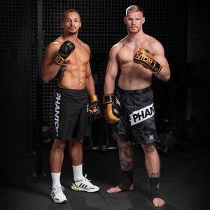 Boxhandschuhe aus der Apex-Serie von Phantom Athletics in Gold – bieten exzellenten Halt, Schlagabsorption und ein herausragendes Tragegefühl für dein Boxtraining.