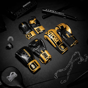 Robuste und schlagabsorbierende MMA-Handschuhe in Gold von Phantom Athletics. Perfekte Wahl für Kampfsportler, die auf Qualität und Design setzen.