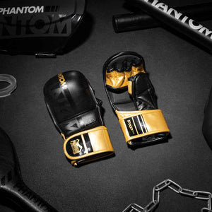 Phantom Athletics MMA Sparringshandschuhe Apex in Gold – robust, langlebig und für den professionellen Einsatz im Mixed Martial Arts gemacht. Perfekt für ambitionierte Athleten.