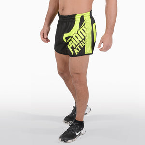Phantom Athletics Revolution Black Neon Fight Shorts, optimal für Grappling und Mixed Martial Arts. Mit leichter und langlebiger Verarbeitung bieten sie Funktionalität und Stil in einem.