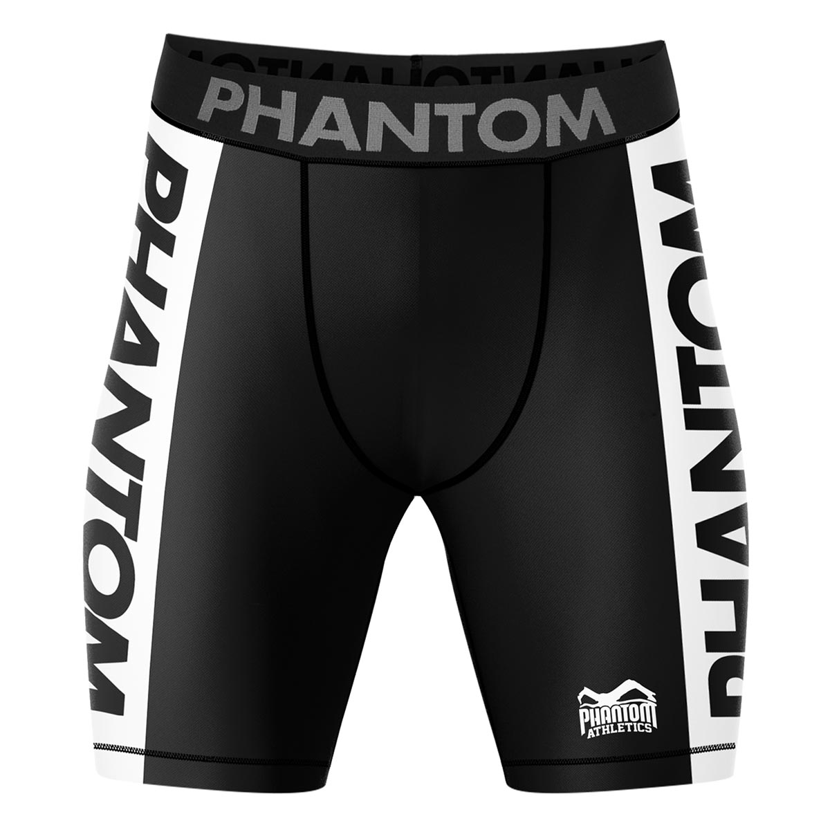 Phantom Athletics Fightshorts Vector Apex Black, ideal für MMA, Muay Thai und Grappling. Robustes Material und ergonomisches Design sorgen für maximale Bewegungsfreiheit und Komfort im Training.