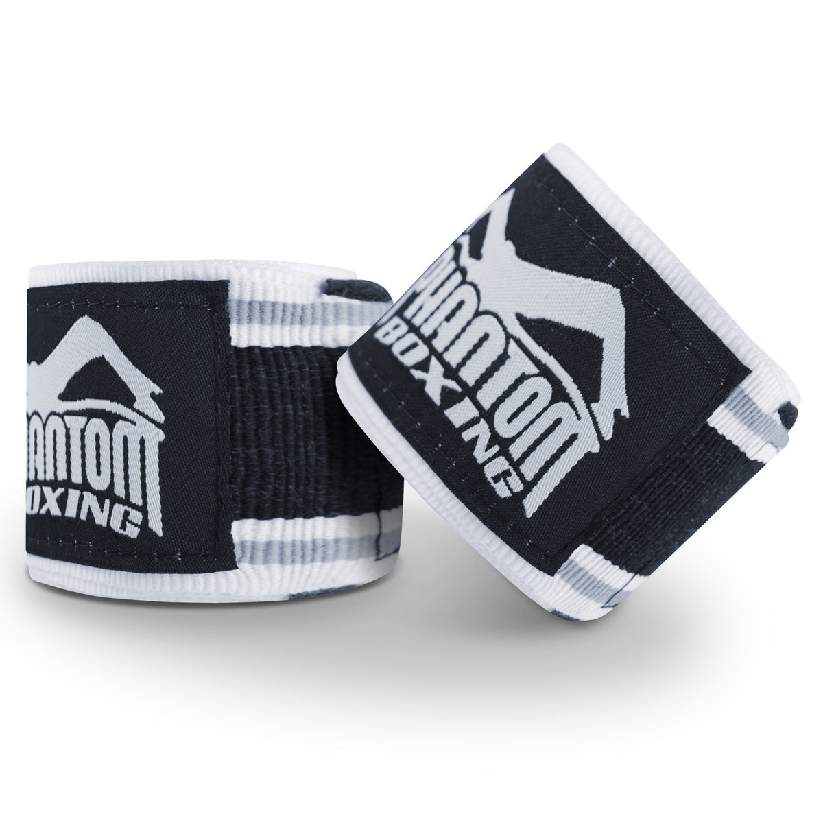 Phantom Boxbandagen für dein Kampfsporttraining.  Ideal für MMA, Muay Thai und Kickboxen. 450cm in den Farben Schwarz/Weiss.